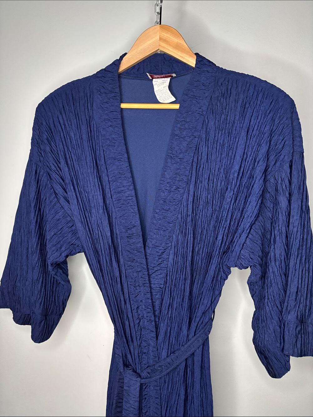Vintage California Dynasty Navy Blue Crinkle Cover Up with Pockets